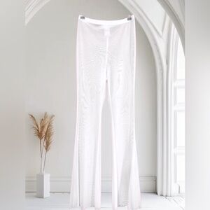 White Sheer Long Bellbottoms NWOT!